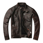 Free shipping.classic motor style,vintage genuine leather Jacket,fashion men brown Leather coat,street biker coat,sales